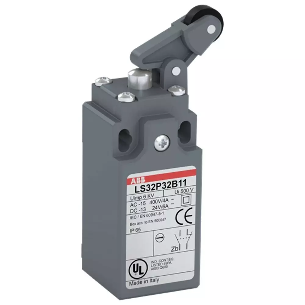 ABB Roller Lever Limit Switch, 1NO/1NC, IP65, Plastic Housing, 400 V AC ac Max, 1SBV012232R1211
