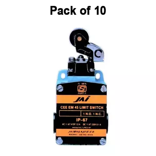 jai-balaji-cee-em-45-series-limit-switch-with-normal-roller-lever-extended-stroke-1no-1nc-contact-10-amp-continuous-current-45-63-pack-of-10