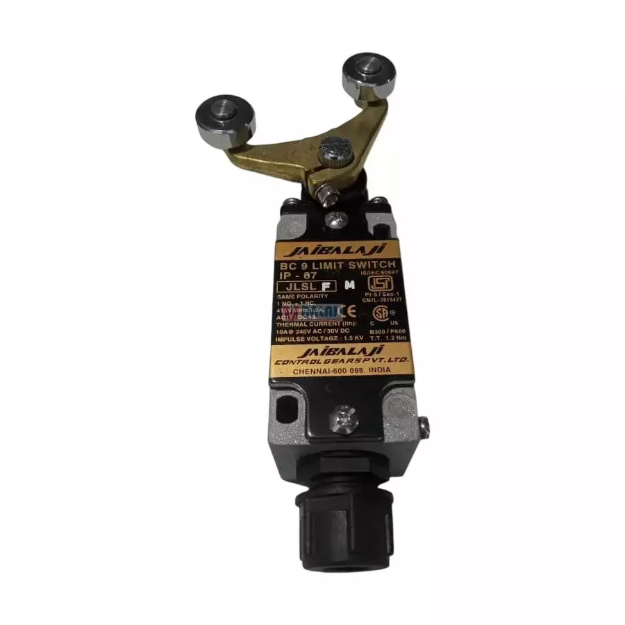 Jai Balaji BC9 Series Oil Tight Limit Switch With Fork Lever Roller In Line 1 NO + 1 NC Contact, JLSLF(M) (Pack of 10)