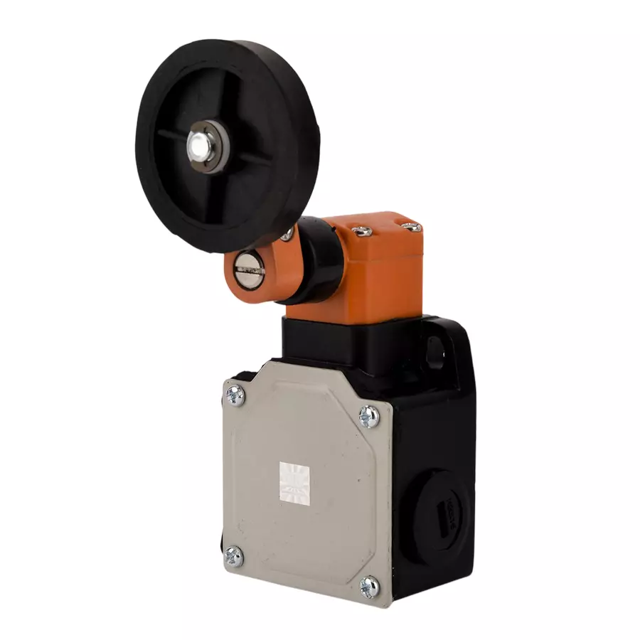 Avon Wide Oil Tight Limit Switch with Crank Rubber Roller Lever Snap Action 38 mm Length & 50 mm Dia 1 NO + 1 NC, B-314/30/38/76-RRL(40/50)