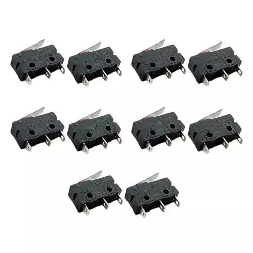 amiciTech Micro Limit Switch 5 A 250 VAC 3 Pin SPDT (1NO + 1NC) Compact for CNC, 3D Printers (Pack of 10)