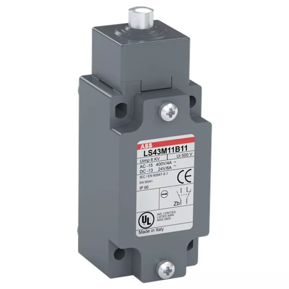 ABB Plunger Limit Switch, 1NO/1NC, IP66, Metal Housing, 400 V AC ac Max, 1SBV011611R1211