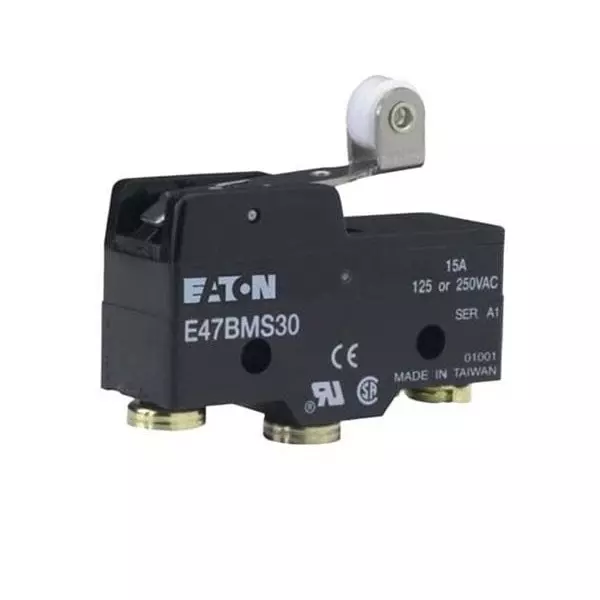 EATON Limit Switch Non-Illuminated Screw Termination 15 & 6 Amp Roller Lever Actuator 30 V DC, E47BMS30
