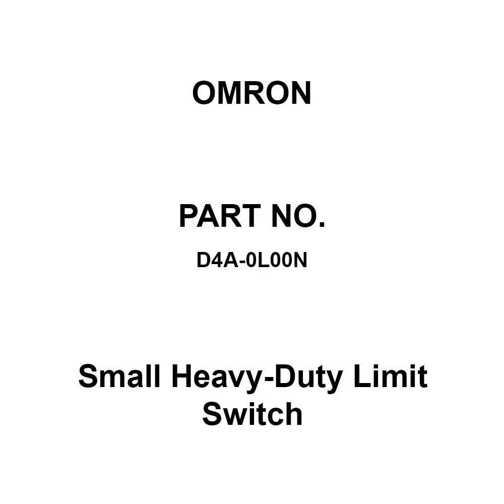 Omron Small Heavy-Duty Limit Switch 25 mΩ or Less (initial value), D4A-0L00N