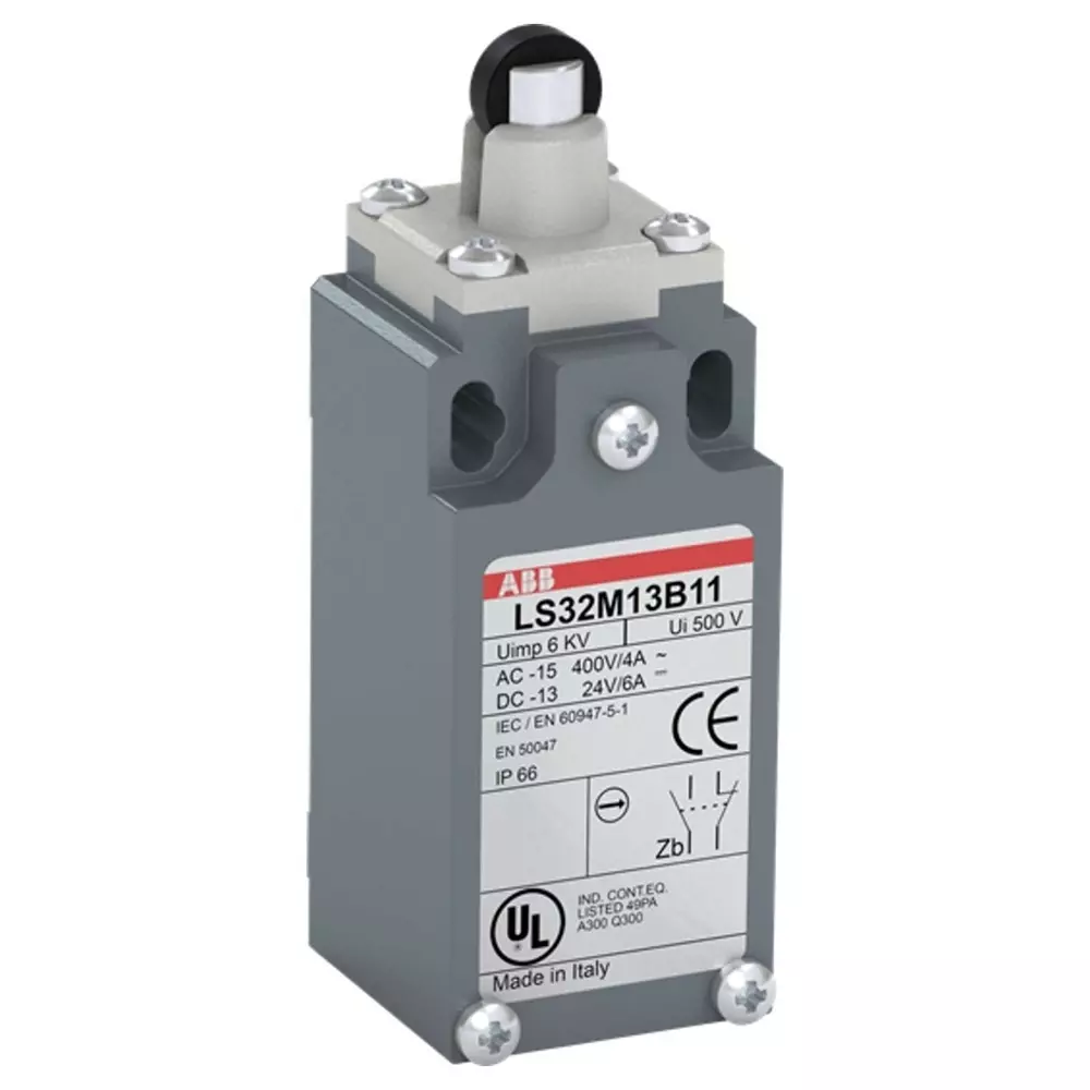 ABB Roller Lever Limit Switch, 1NO/1NC, IP66, Zinc Alloy Housing, 400 V AC ac Max, 1SBV011913R1211