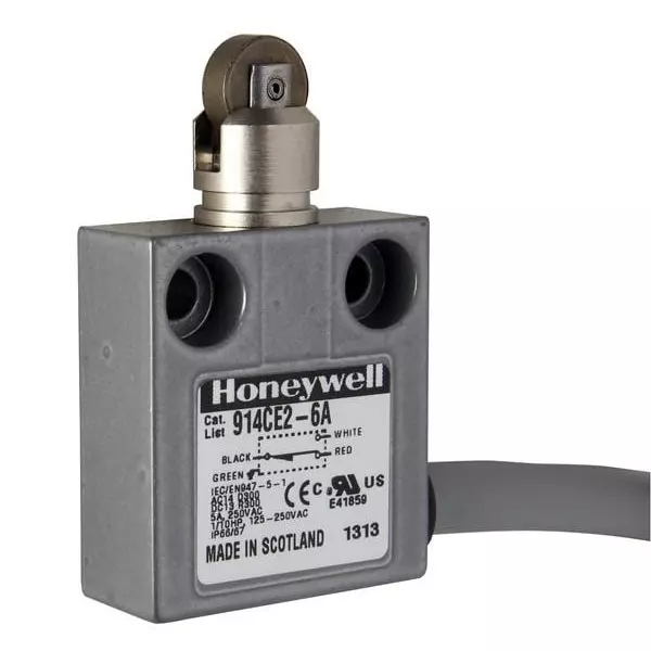Honeywell Limit Switch Non-Illuminated Wire Lead Termination 5 Amp Roller Plunger Actuator 28 V DC, 914CE2-6A