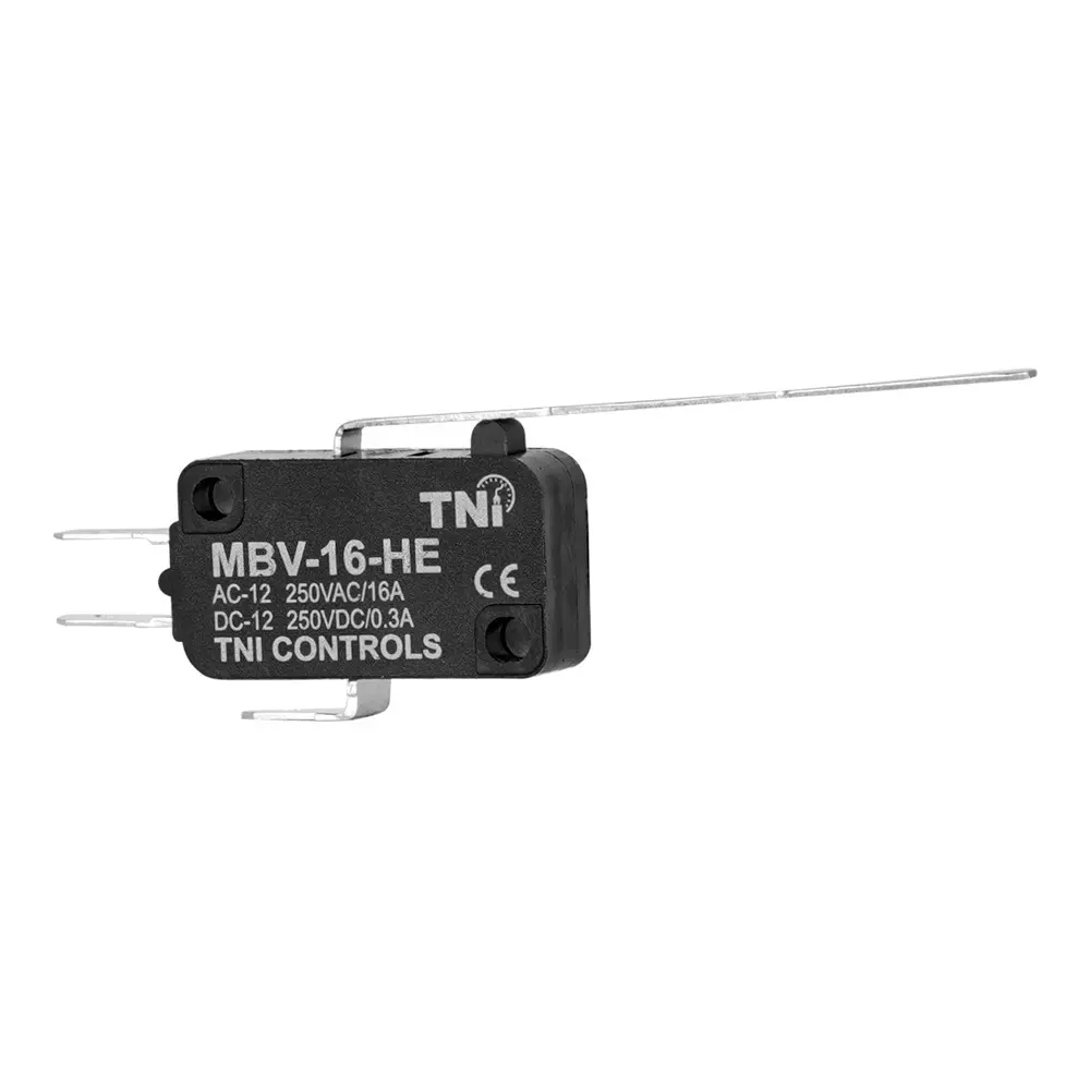 TNI Extended Hinge Lever Micro Limit Switch High Grade ABS Plastic Body and 0.69 N Operating Force, MBV-16-HE