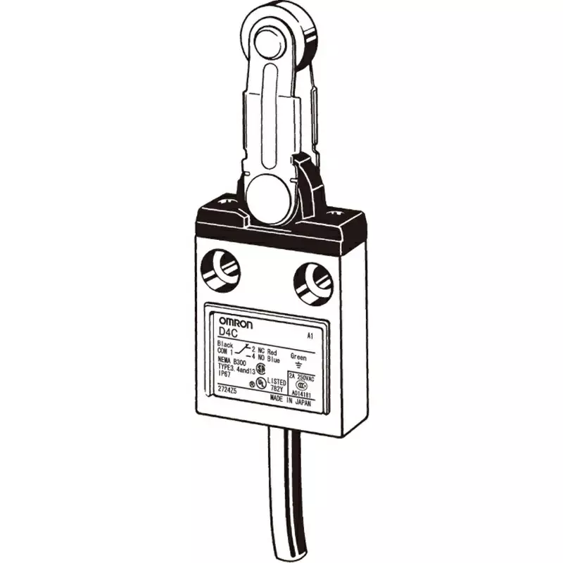Omron Compact Limit Switch Center Roller Lever Type, D4C