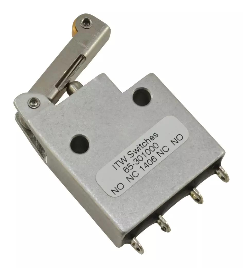 ITW SWITCHES Microswitch Roller Lever Type, 10 A, 250 V AC and 16 ozf Operating Force, 65-301000