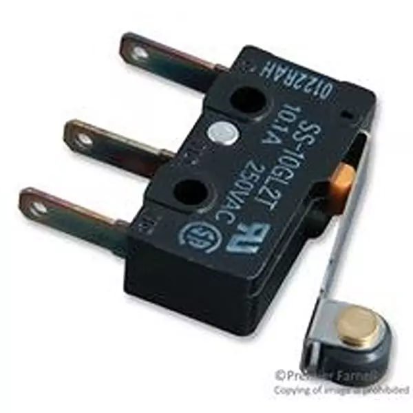 OMRON ELECTRONIC COMPONENTS MICRO SWITCH, ROLLER LEVER SPDT 10A 250V, SS10GL2TBYOMI