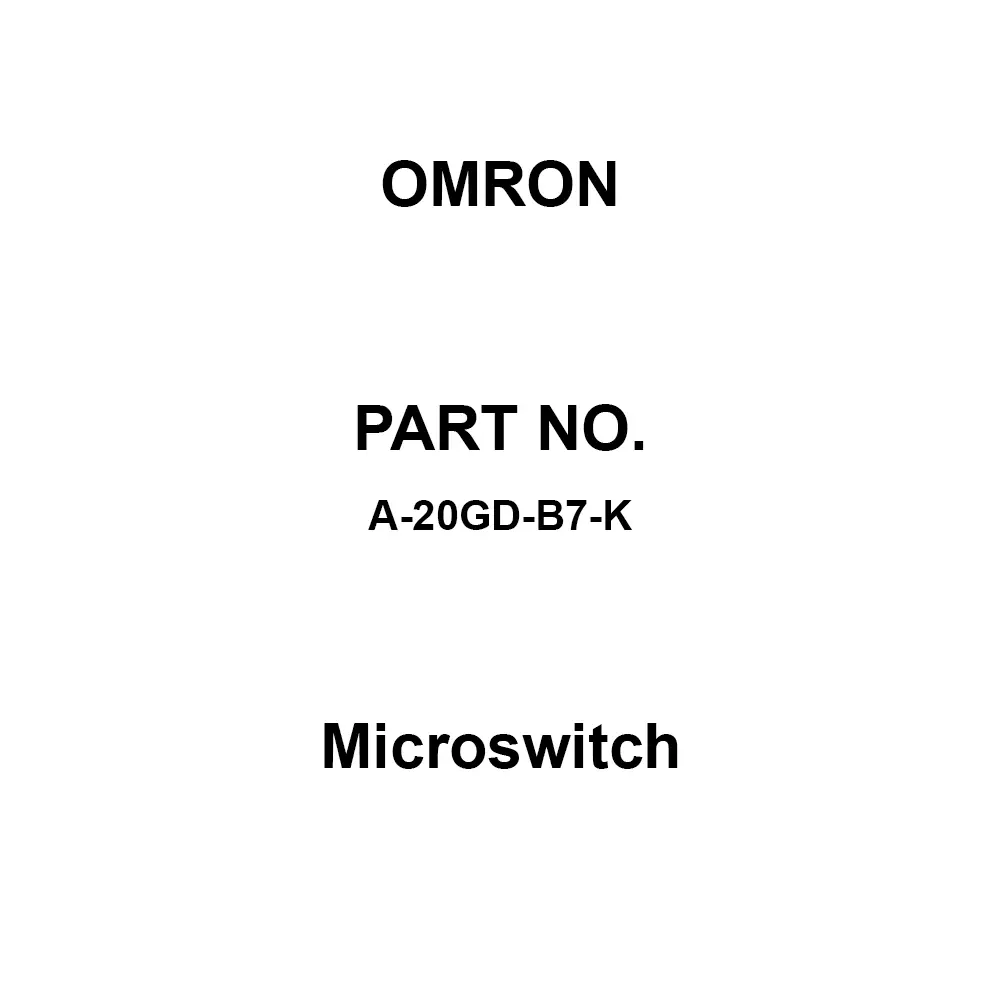 Omron Microswitch 100 mΩ Or More with DC 500 V Mega, A-20GD-B7-K