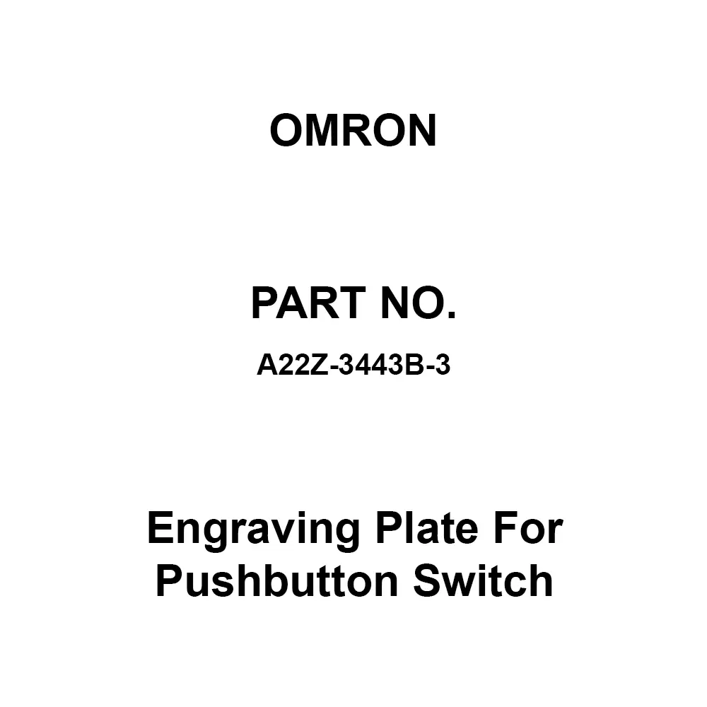 Omron Engraving Plate For Pushbutton Switch, A22Z-3443B-3