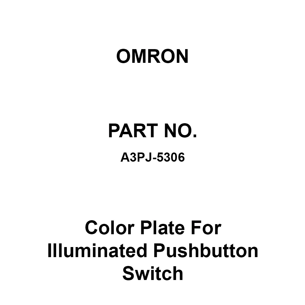 Omron Color Plate For Illuminated Pushbutton Switch, A3PJ-5306