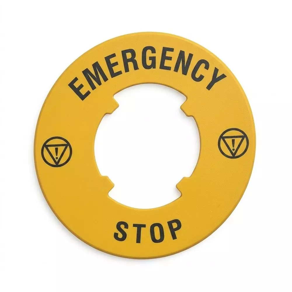 Siemens Emergency Stop Label Yellow Color Plastic Body and 75 mm Diameter for Mushroom-Blank (Yellow Contrast Label), 3SB5921-0AB