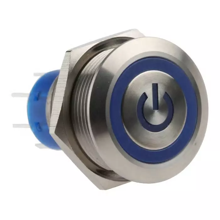 RS PRO Illuminated Push Button Switch Momentary 22.2 mm DPDT Blue LED 250 V AC, 1759279