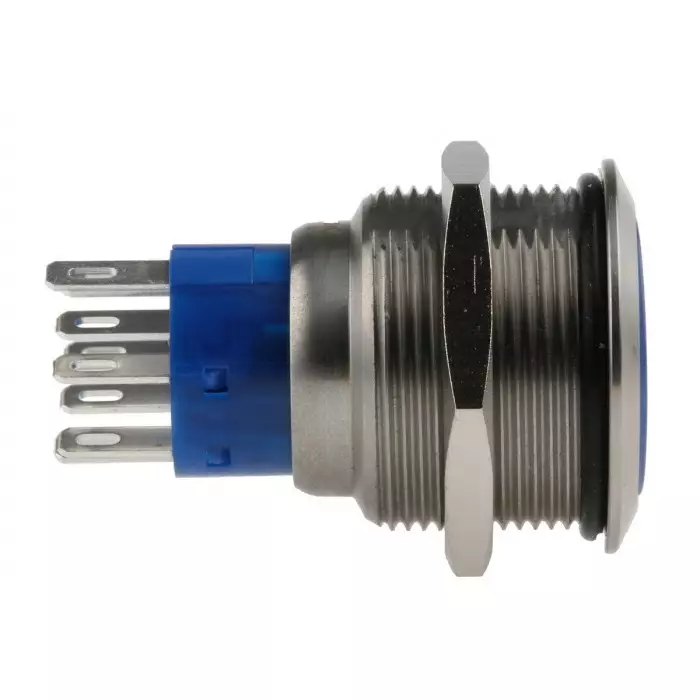 RS PRO Illuminated Push Button Switch Momentary 22.2 mm DPDT Blue LED 250 V AC, 1759279