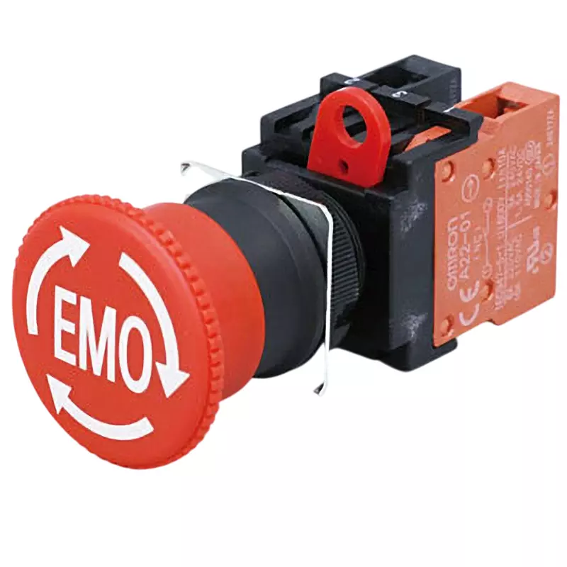 Omron Pushbutton Switch Φ22 mm / Φ25 mm LED Illumination for Emergency Stop, A22E-M-11-EMO