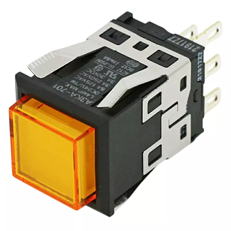 Omron Momentary Type Pushbutton Switch LED Illumination 1C Square Button Approx. 3 mm Overall Movement, A3KA-90A1-24EY