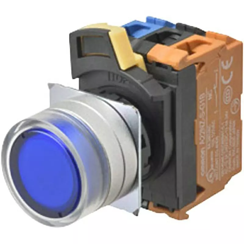 Omron Momentary Type Pushbutton Switch Yellow 1B Contact Configuration Φ22 mm Mounting Hole Dia, A22NL-MGM-TYA-G002-YB