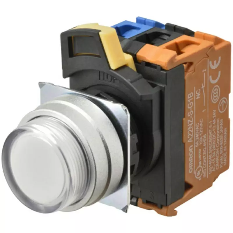 Omron Alternate Pushbutton Switch 1A White Button Φ22 mm Mounting Hole, A22NL-MPA-TWA-G100-WD