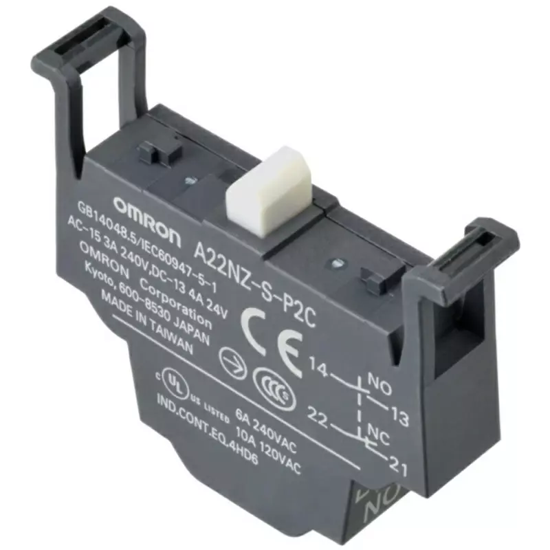 Omron Push-In Plus Terminal Block Pushbutton Switch Unit Φ22 mm Mounting Hole Diameter, A22NZ-S-P2C