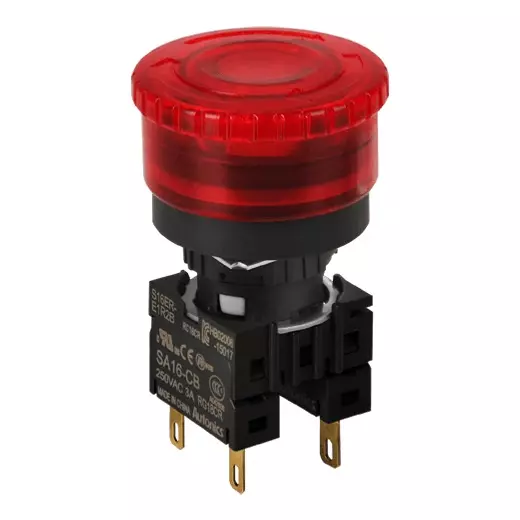 Autonics Push Button Switch Red 250 VAC, S16ER-E1R2B