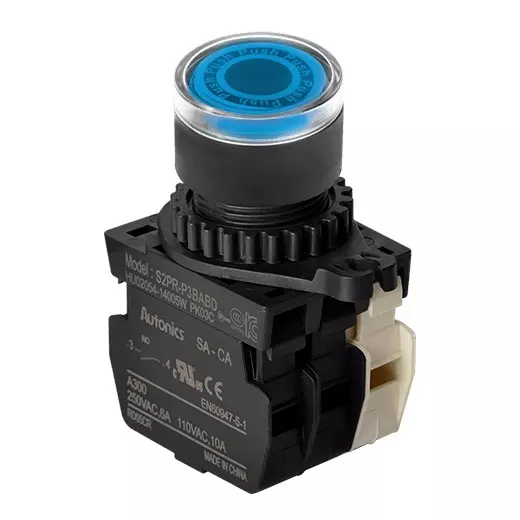Autonics Push Button Switch Blue 250 VAC, S2PR-P3BABL