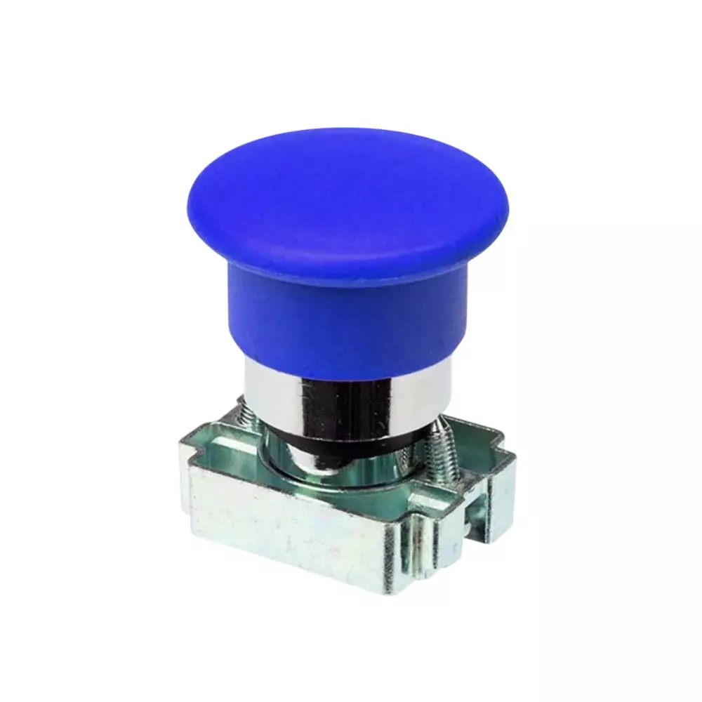 C&S Electric Mushroom Head Push Button with Carrier & Without Contact Elements Metallic Range Blue, RCB2-BC6