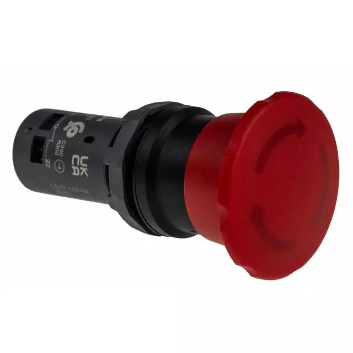ABB CE4T Series Twist Release Emergency Stop Push Button, Panel Mount, 22.5mm Cutout, 2NC, IP66, IP67, IP69K, 1SFA619550R1051CE4T-10R-02