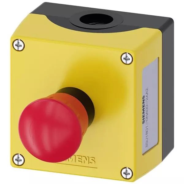 Siemens Push Turn Emergency Stop Switch SPST Floor Mount 10 Amp 500 V AC Screw Termination, 3SU18010NA002AA2