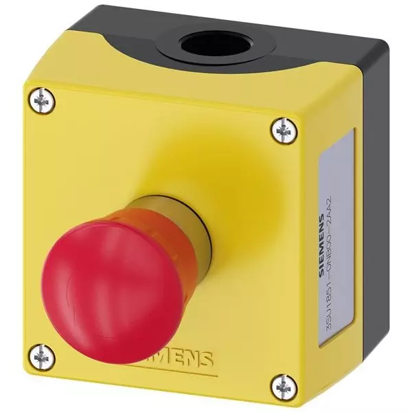 Siemens Push Turn Emergency Stop Switch DPST Floor Mount 10 Amp 500 V AC Screw Termination, 3SU18510NB002AA2
