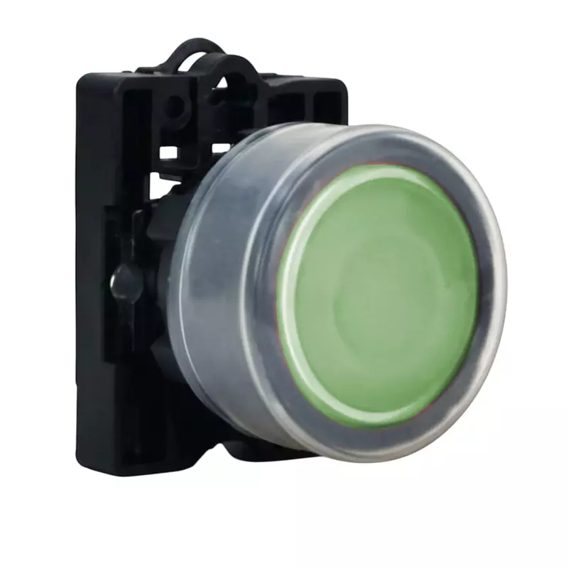 Kaycee Push Button Shround Actuator Booted Head Plastic Green, KC2SAB2P