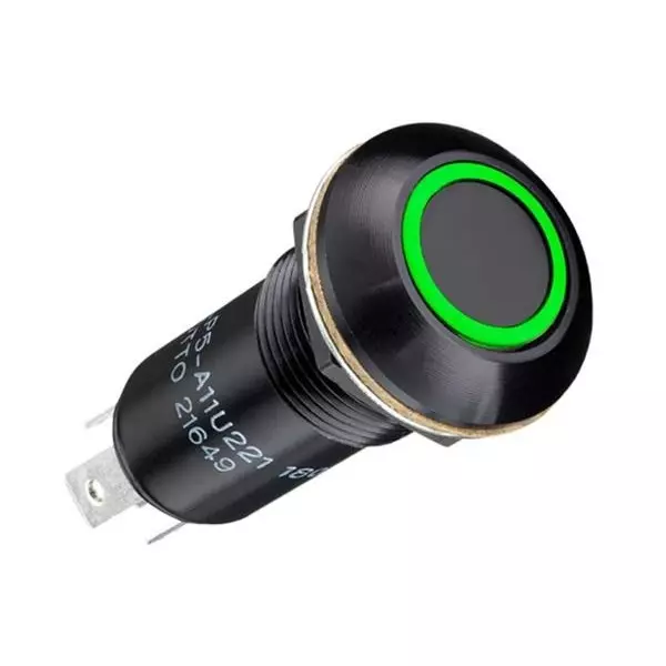 Otto Anti-Vandal Standard Switch Illuminated Quick Connect Termination 5 Amp Round Actuator 28 V DC, LP5-V11H314