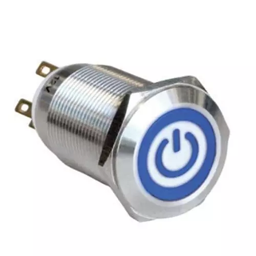 BULGIN LIMITED Anti-Vandal Switch Illuminated Screw Termination 5 Amp Round Actuator 24 V DC, MPI005OTELSBL12
