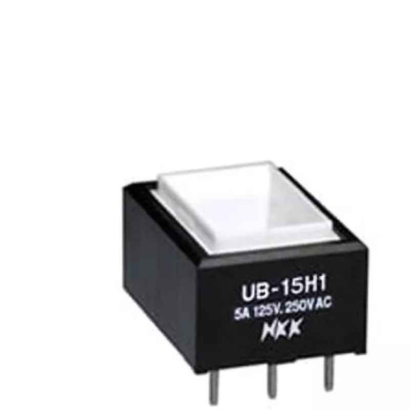 NKK SWITCHES UB Rectangular Illuminated Push Button Switch Printed Circuit Board Straight Single Pole Double Throw, UB-15H1RNKP1R