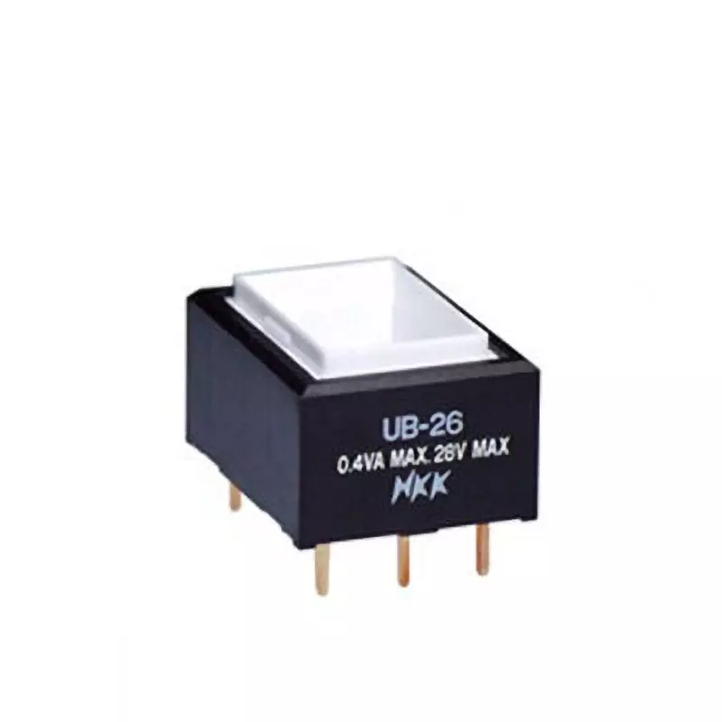 NKK SWITCHES UB Rectangular Push Button Switch Printed Circuit Board Straight 2-Pole Double Throw, UB-26RNKP4N