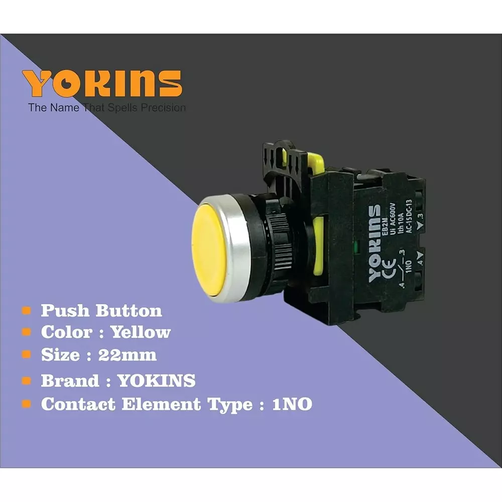 yokins-push-button-eb2m-a-01-22mm-with-spring-return-with-1no-copper-silver-contacts-yellow