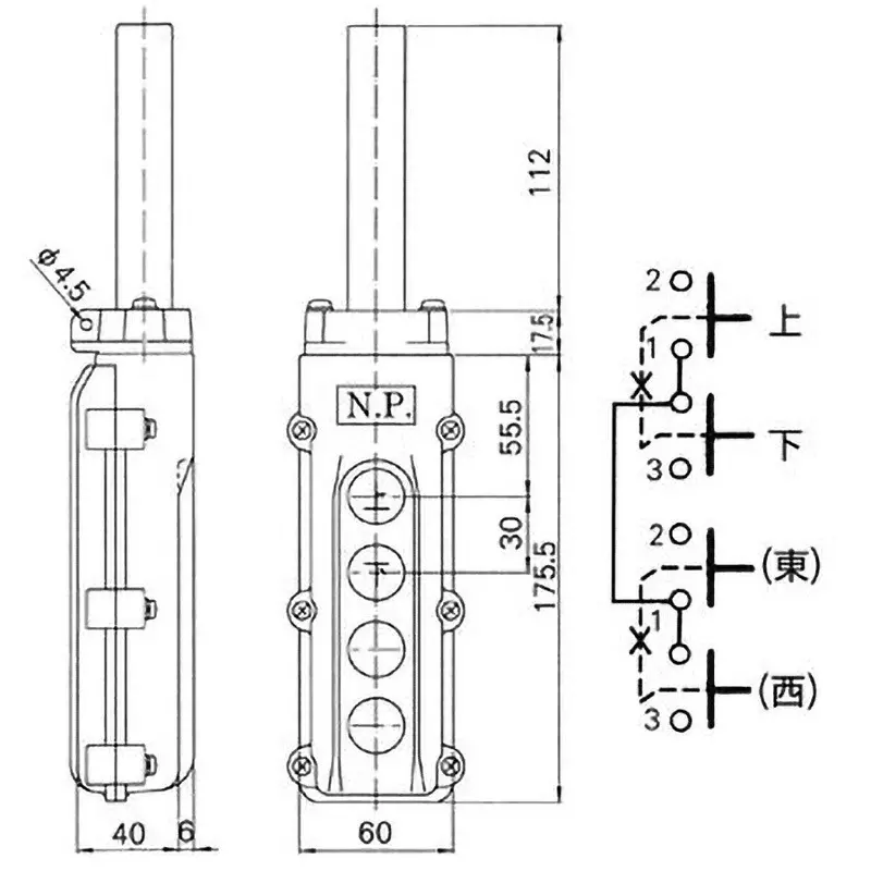 patlite-pushbutton-switch-for-hoist-for-indirect-operation-cob60-series-6944962