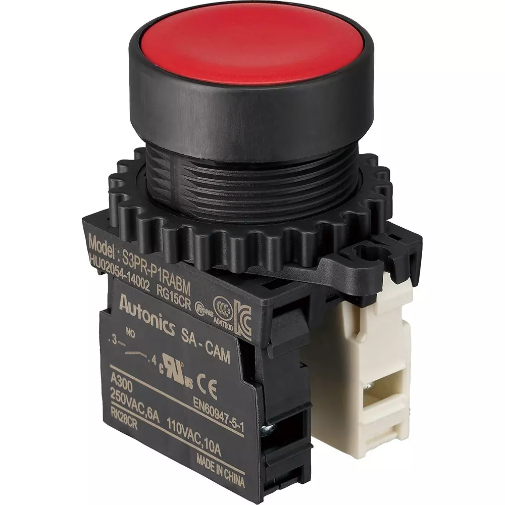TRUSCO Push Button Switch 1A-1B Contact Configuration, 30P-1A1BM-R