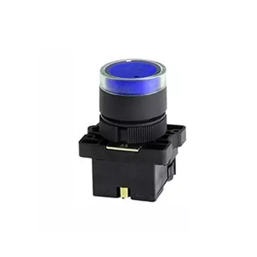 TNI Illuminated Push Button Plastic Body Blue Color 22.5 mm Cut Out Diameter and 230 V AC Voltage, AP22L-A230-B