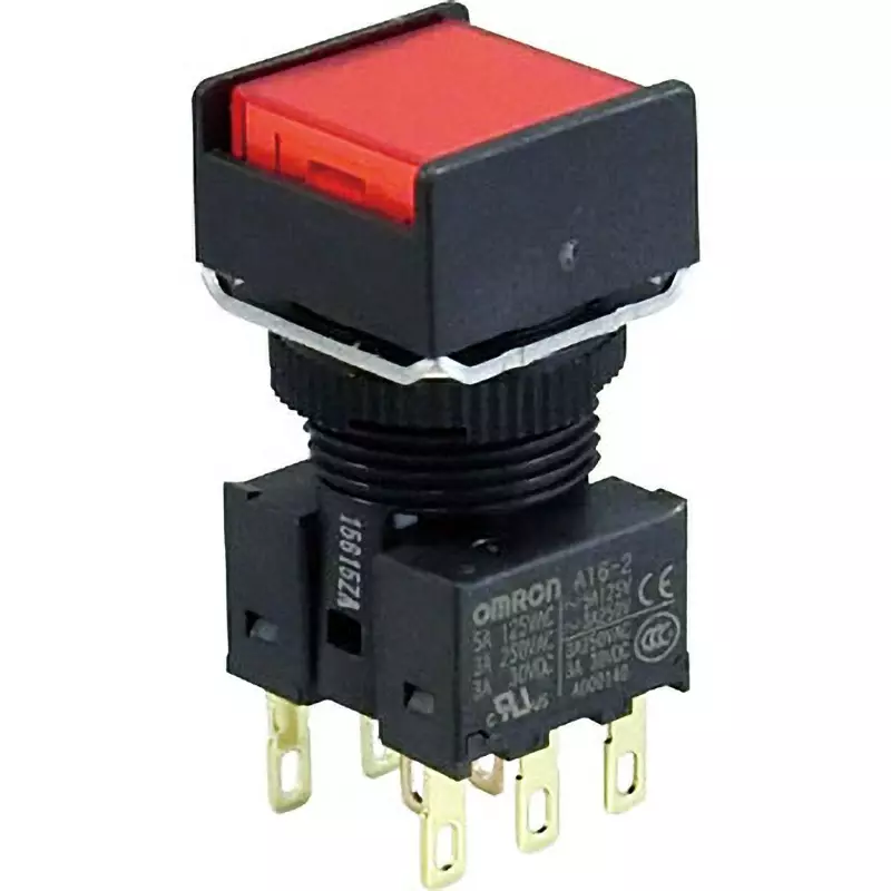 Omron Alternate Type Pushbutton Switch LED Illumination 2C Contact Φ16 mm Mounting Hole Diameter, A16L-ARA-24D-2