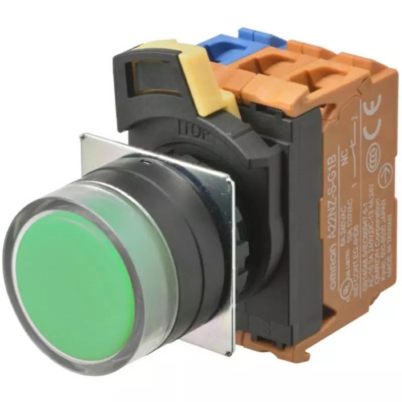 Omron Opacity Pushbutton Switch Φ22 mm Mounting Hole Diameter, A22NN-BGA-NGA-G222-NN