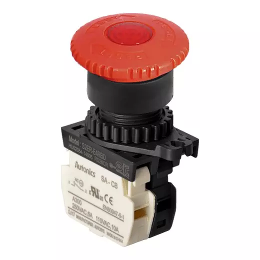 Autonics Push Button Switch Push-lock, Turn-Reset Operation Type Red 250 VAC, S2ER-E4RBL