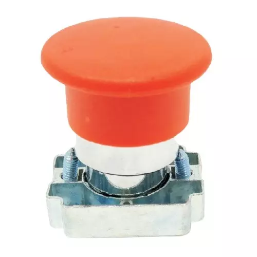 C&S Electric Mushroom Head Push Button with Carrier & Stay Put Without Contact Elements Metallic Range Red, RCB2-BS54