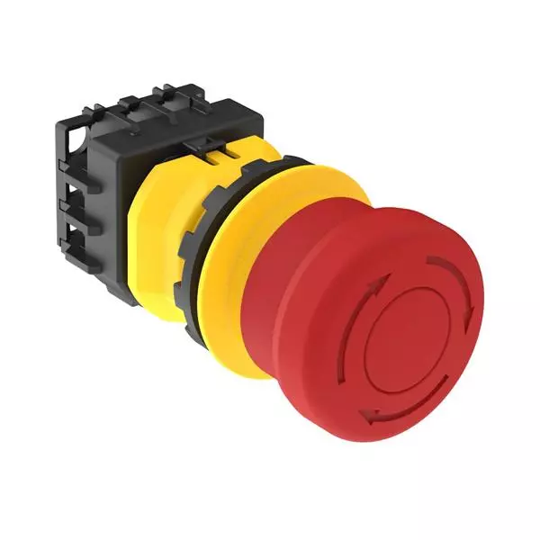 BANNER ENGINEERING Push Turn Emergency Stop Pushbutton Switch DPST Panel Mount 5 Amp Screw Termination, SSA-EB1P-11