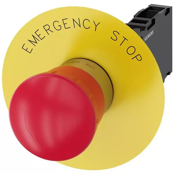 Siemens Push Turn Emergency Stop Pushbutton Switch DPST Panel Mount 10 Amp 500 V AC Screw Termination, 3SU11501HB201FG0