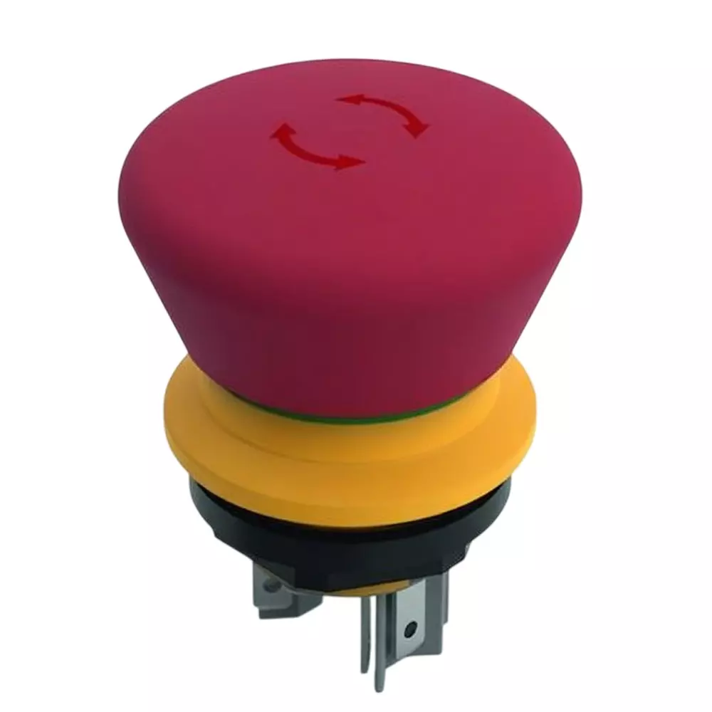 RAFI Emergency Stop Switch SPST Panel Mount 5 Amp 35 V AC Quick Connect Termination, 1.15.213.001/0000
