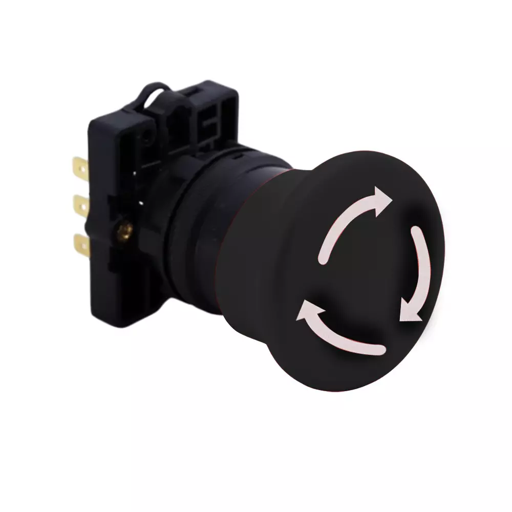 Kaycee Push Button Actuator Mushroom Head Plastic Black, KC2MTR5P