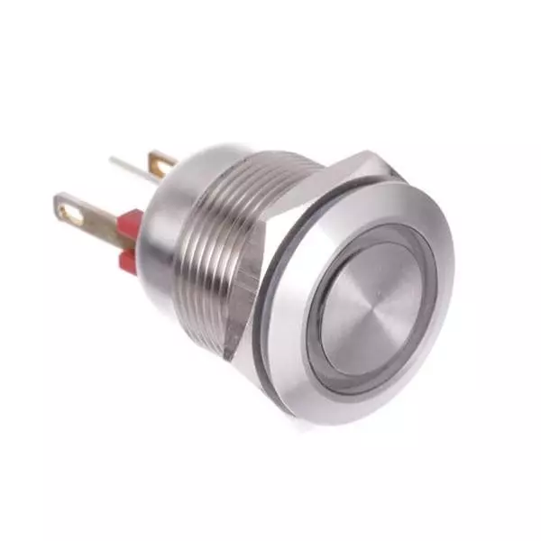 BULGIN LIMITED Anti-Vandal Standard Switch Illuminated Solder Lug Termination 50 mA Round Actuator 24 V DC, MPI002/28/RD