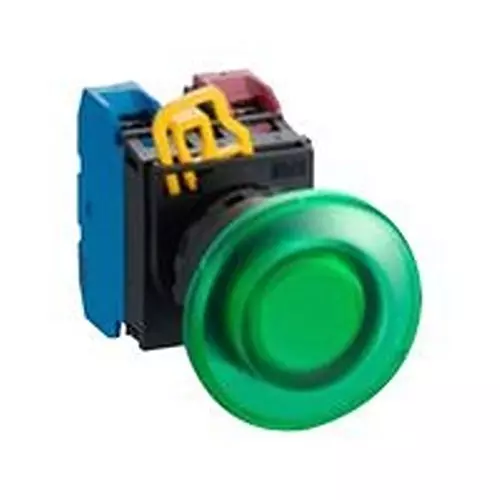 IDEC Pushbutton Switch, SPST-NO, 240VAC, SCREW, GREEN, YW1L-M4E10QM3G